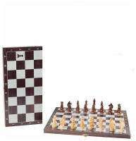 Шахматы обиходные деревянные с малой венге доской, рисунок серебро "Классика" 477-20